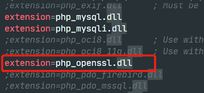 extension=php_openssl.dll前面的分號去掉